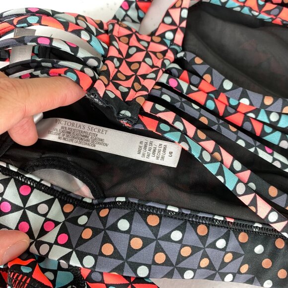 Victoria's Secret Sport Geometric Polka Dot Sports Bra & Biker Short Set Strappy - Picture 6 of 8